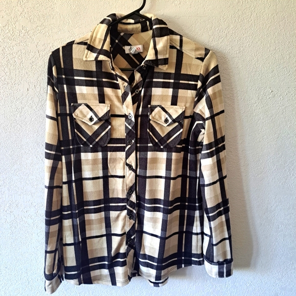 Denim&Co Tops - Denim & Co. Brushed Heavenly Jersey Plaid Button Front Shirt